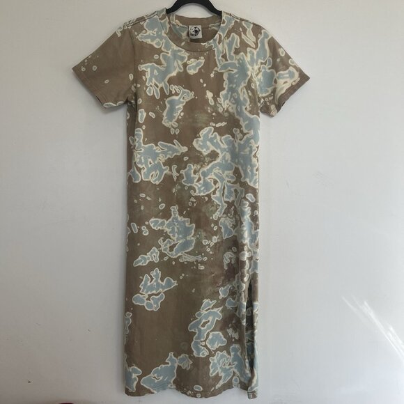Shelbe Shop Dresses & Skirts - Shelbe Shop Camo Midi TShirt Dress Side Slits Green Blue 100% Cotton M